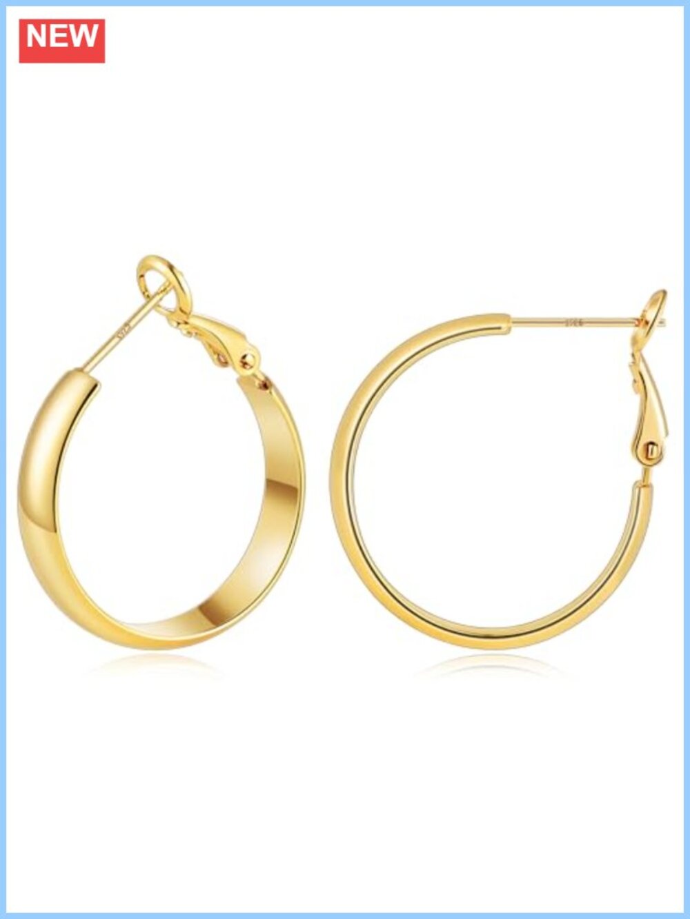 14K Gold Plated Hoop Earrings 925 Sterling Silver Post 25mm